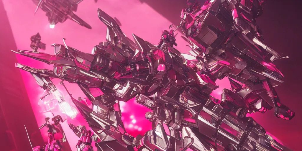 Prompt: isometric of female gundams in pink and red collection by merriam, daniel, intricate mechanical details, futuristic, 2 k aesthetic, dramatic lighting, 4 k, 3 d octane render, provenance, detailed, trending on artstation