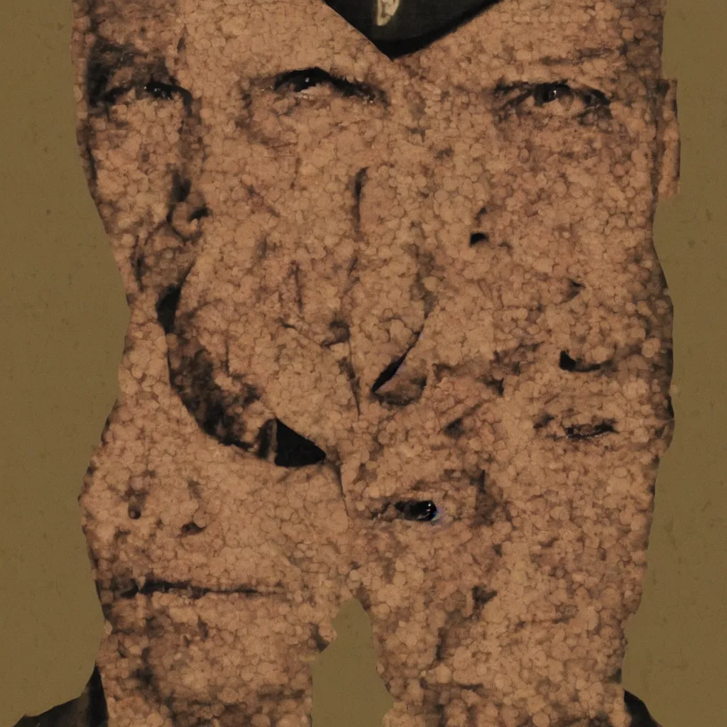 Prompt: us soldier by gilbert & george, face, portrait, close up