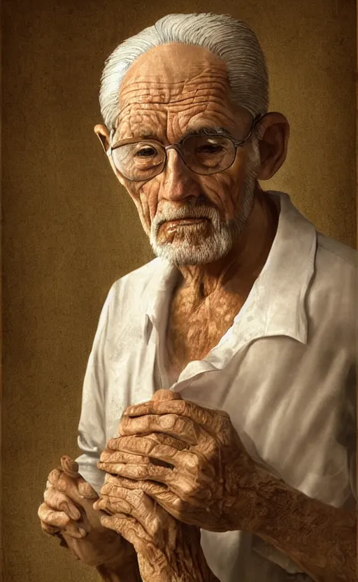 Image similar to old man doing hard work do what we can then leave it to god nonfiction elegant highly detailed digital painting 8 k uhd highly consistent object intricate sharp focus illustration highly anatomy form with delete duplication rendered by octane baroque art by robin eley paul lung samuel silva