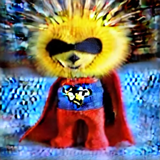 Image similar to an adorable superhero porcupine