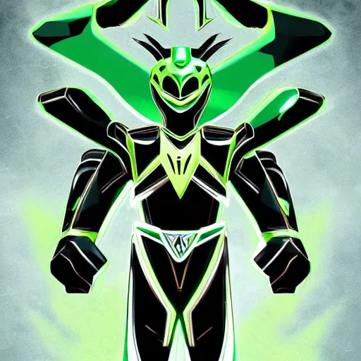 Prompt: power rangers green dragonzord by mad dog jones, android jones and lisa james