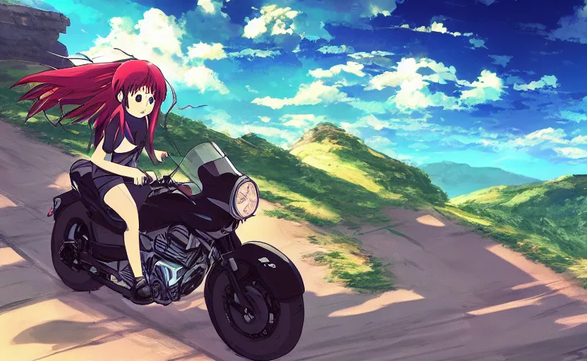 cartoon motorcycle with female drivers