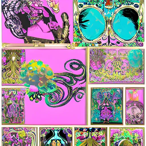 Image similar to maximalist pastel goth baroque decora jester themed colorful cmyk royalty ornamental maximalism early computer graphics frames for sale, artistic creativity