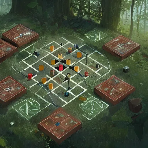 Image similar to a beautiful concept art of a boardgame field for the game tic - tac - toe, noughts and crosses, xs and os, by greg rutkowski, featured on artstation