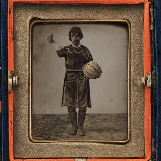 Image similar to Daguerreotype of a Byzantine warrior playing basketball