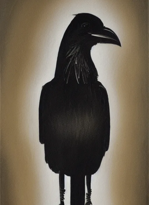 Prompt: crow, award - winning painting, gold and silver shapes, elegant, luxurious, beautiful, pitch black background, chiaroscuro