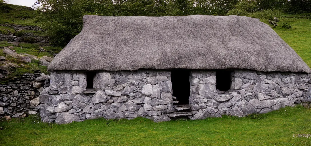 Prompt: scottish blackhouse made of white marble. fujinon premista 1 9 - 4 5 mm t 2. 9. portra 8 0 0.