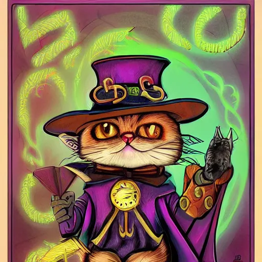Prompt: Super math wizard cat, in style of Gerald Brom