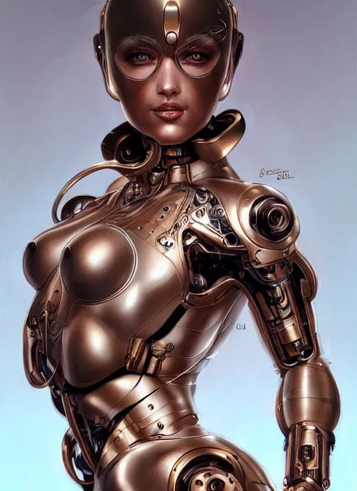 Image similar to fully body, stunningly beautiful woman cyborg by sorayama, intricate, highly detailed, centered, digital painting, artstation, concept art, smooth, sharp focus, illustration, artgerm, donato giancola, Joseph Christian Leyendecker, WLOP, Artgerm