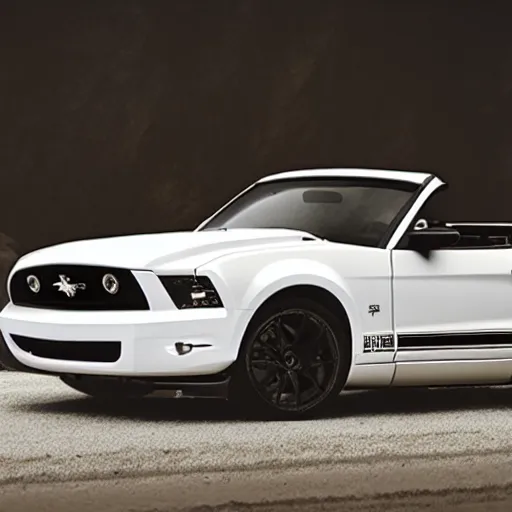 Image similar to Dark Paradise, 8k, White Mustang