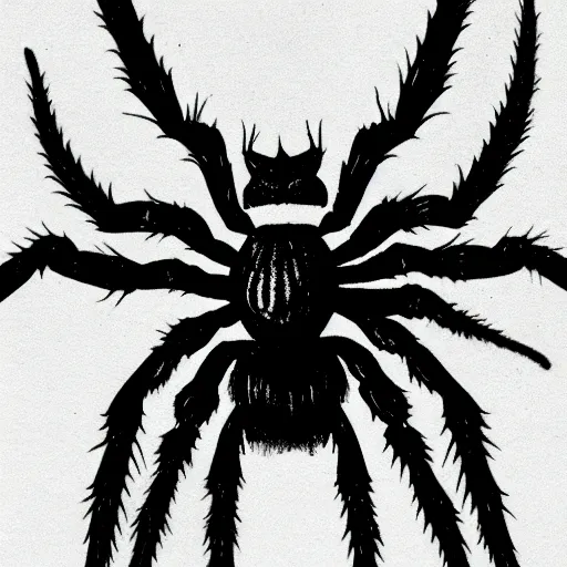 Image similar to spider, black and white, botanical illustration, black ink on white paper, bold lines