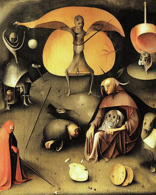 Prompt: Dama con l'ermellino painting by Hieronymus Bosch