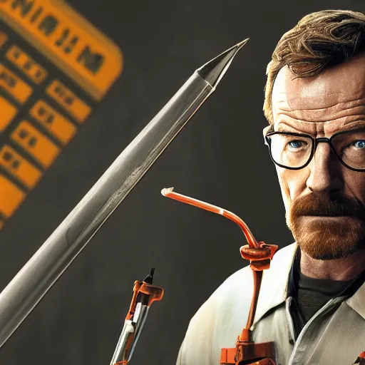 Image similar to Bryan Cranston as Gordon Freeman, film still from Half-Life movie, detailed, 4k