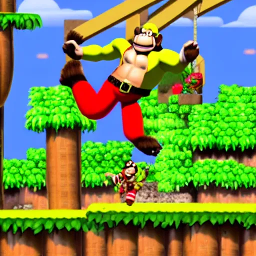 Image similar to Donkey Kong slips on a banana, Nintendo Power in-game screenshot