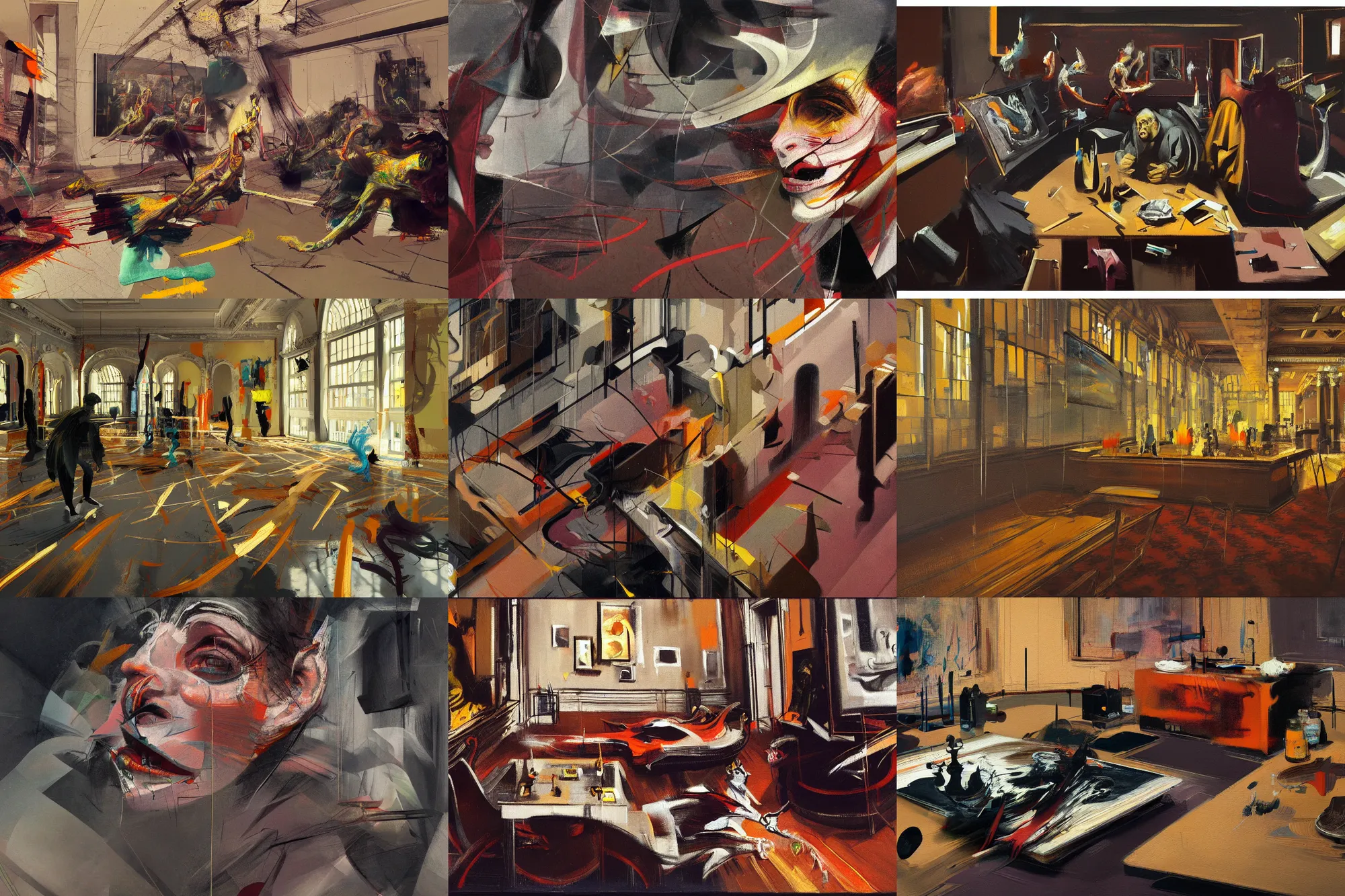 Prompt: with the style of by francis bacon and beksinsky. highly detailed, wide angle, intricate complexity, sharp focus, trending on artstation. painted by francis bacon and beksinsky