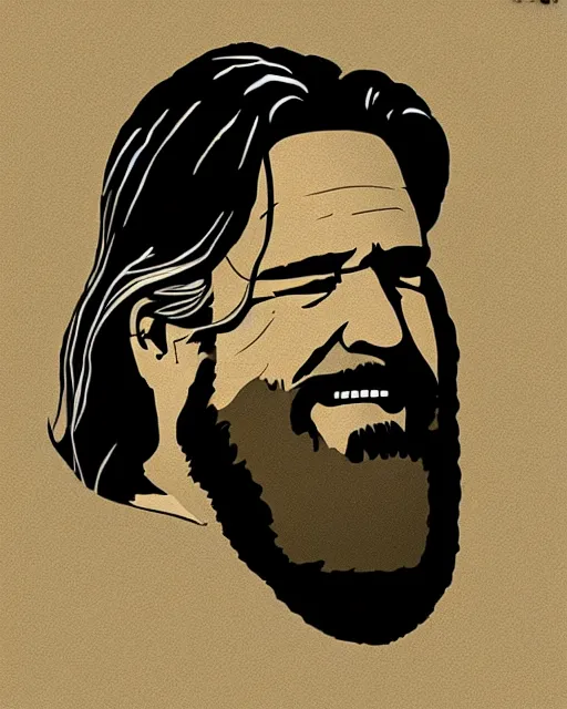 Image similar to Malika Favre minimalist illustration of Jeff Bridges in The Big Lebowski