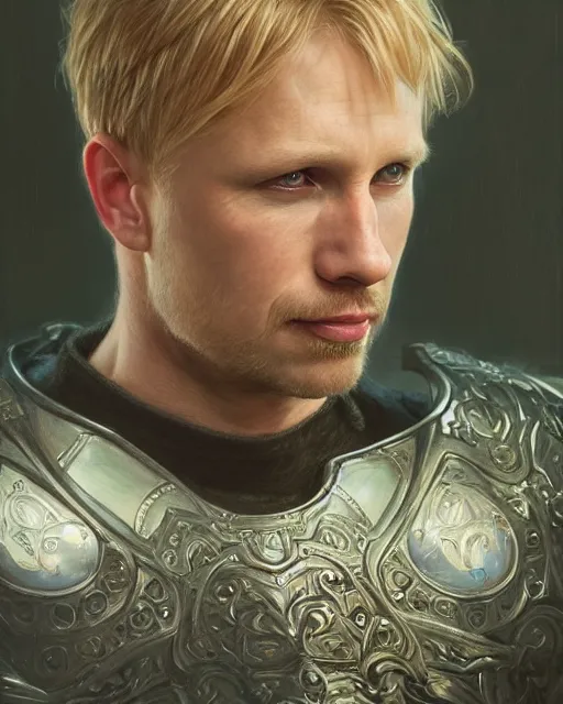 Prompt: attractive arthur pendragon portrait, highly detailed, very intricate, cinematic lighting, closeup painted portrait, by donato giancola and rossdraws and magali villenueve, featured on artstation