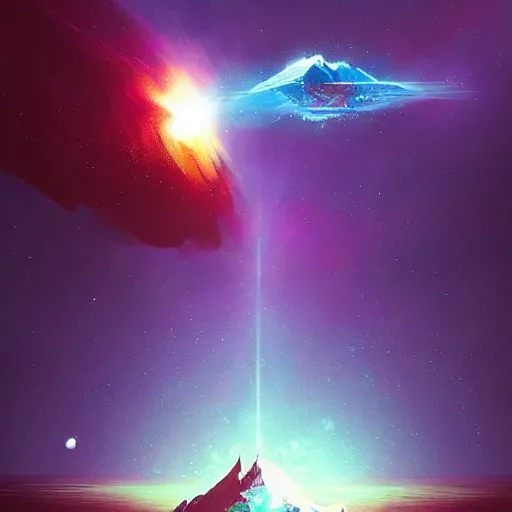 Image similar to an iceberg floating in space with the universe inside, by anato finnstark, by alena aenami, by john harris, by ross tran, by wlop