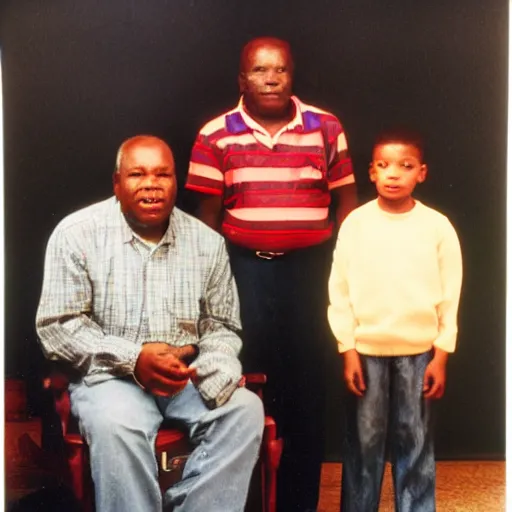 Prompt: father, son, grandfather and great grandfather, haitian, hackensack, new jersey, 1 9 9 2
