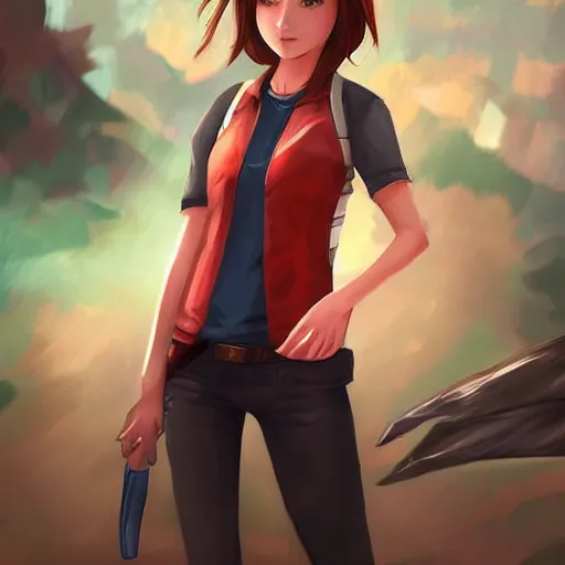 Prompt: a digital painting of Max Caulfield as a League of Legends champion. Art for the champion skin