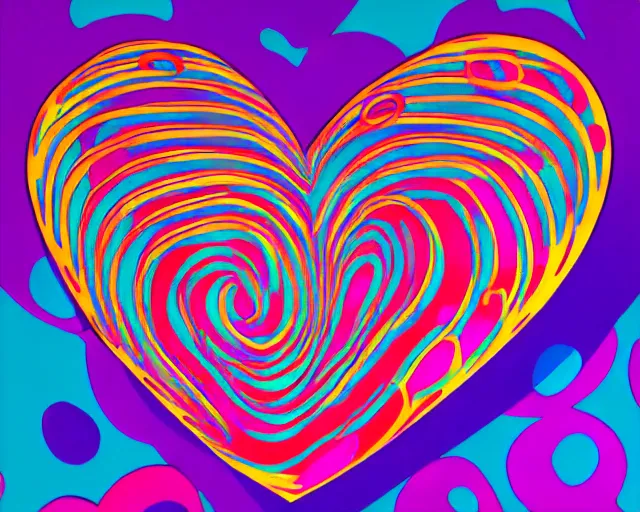 Image similar to graffiti, heart made with circles and lines, vivid colors, highly detailed, simple, no jagged lines, smooth, artstation, artwork by d * face