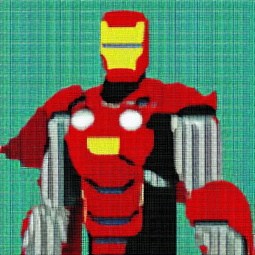 Image similar to Ironman vs Thor, 8x8 pixel art.