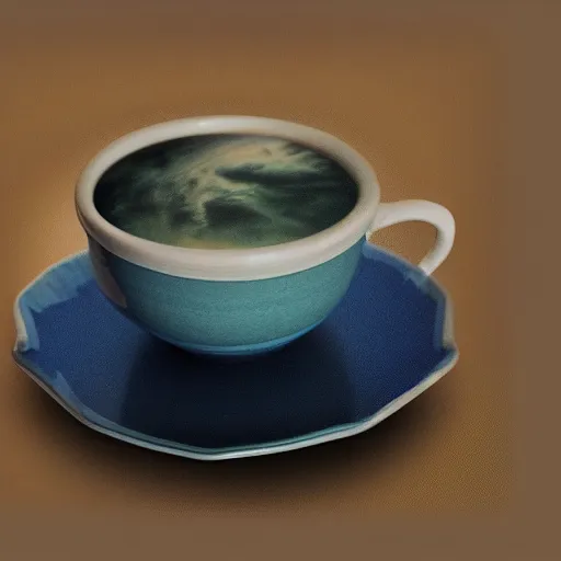 Prompt: storm in a teacup, photo realistic, photoshopped