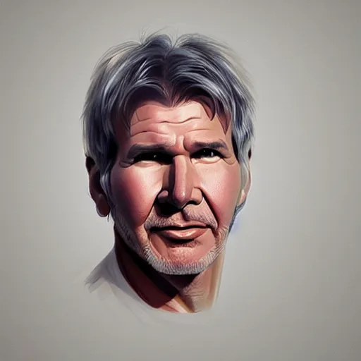 Prompt: super super super cute Harrison Ford, kawaii realistic portrait, by isabelle staub, by shin min jeong, by RossDraws, trending on artstation