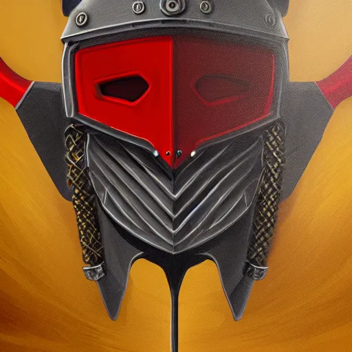 Image similar to red medieval knight, style of hydro74, detailed, 4k