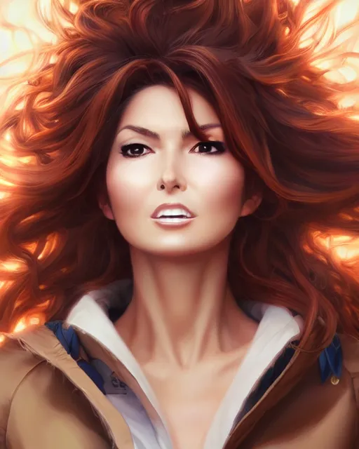 Image similar to anime portrait of Shania Twain by Stanley Artgerm Lau, WLOP, Rossdraws, James Jean, Andrei Riabovitchev, Marc Simonetti, and Sakimichan, trending on artstation