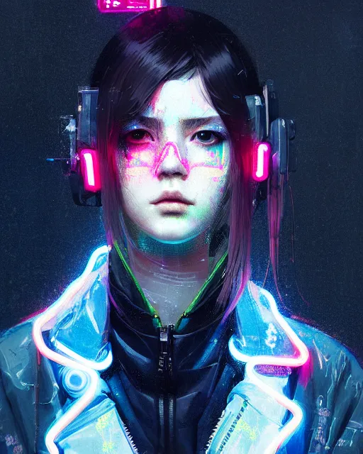 Image similar to detailed portrait neon operator girl, cyberpunk futuristic, neon, reflective puffy coat, decorated with traditional japanese by ismail inceoglu dragan bibin hans thoma greg rutkowski alexandros pyromallis nekro rene margitte, illustrated, perfect face, fine details, realistic shaded, fine - face, pretty face