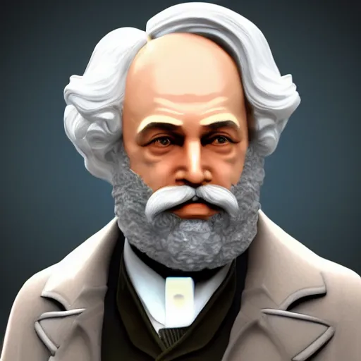 Prompt: karl marx as dieselpunk android, highly detailed portrait, unreal engine