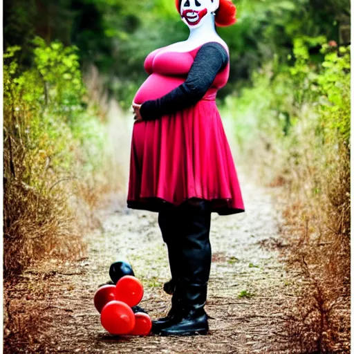 Prompt: Pennywise but he is pregnant fashion photo professional