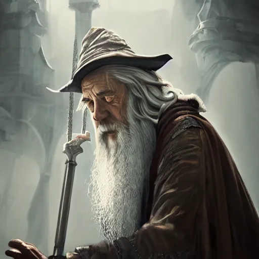 Prompt: Picture of Gandalf the gray, steampunk, sharp, 4k, cinematic lighting, in the style of Greg Rutkowski and James Gurney