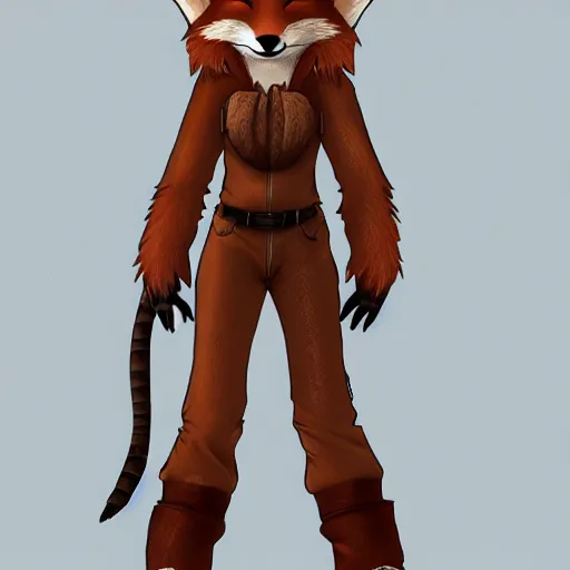 Image similar to a humanoid anthro furry fox character, digital art, highly detailed, trending on FurAffinity