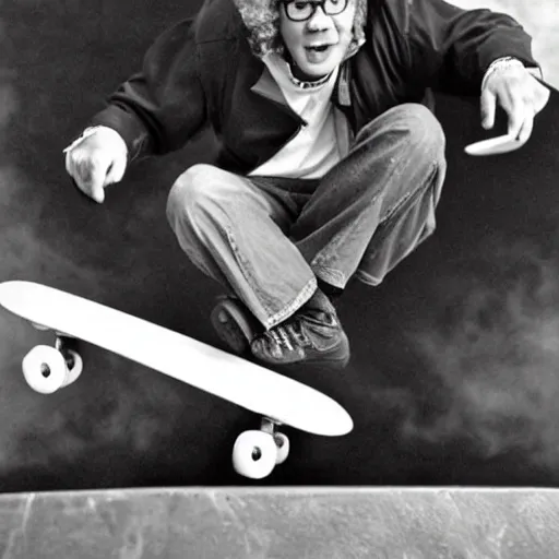 Image similar to Very cool photo of Channel 5's Dr. Steve Brule's cool uncle skateboarding.