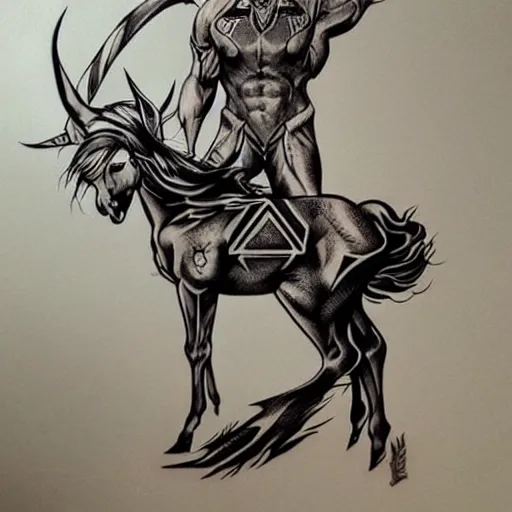 Image similar to tattoo design, stencil, traditional, beautiful elaphocentaur handsome elflike cervotaur, upper body, by artgerm, artgerm, digital art, deerelf