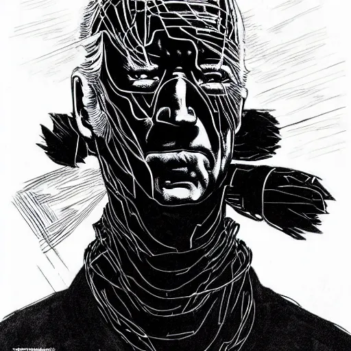 Image similar to Joe Biden looking sinister, by Tsutomu Nihei, highly detailed