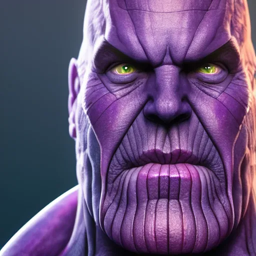 Image similar to thanos's face on an apple, hyperdetailed, artstation, cgsociety, 8 k