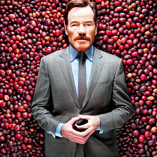 Image similar to bryan cranston's body is a bowl of cranberries, head submerged in cranberries, natural light, sharp, detailed face, magazine, press, photo, steve mccurry, david lazar, canon, nikon, focus