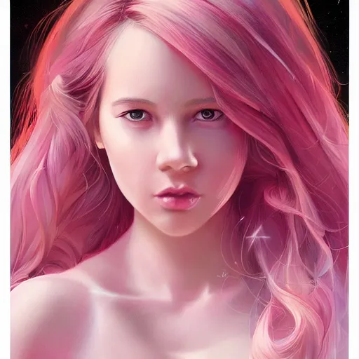 Image similar to full body portrait of teen girl, pink hair, gorgeous, amazing, elegant, intricate, highly detailed, digital painting, artstation, concept art, sharp focus, illustration, art by Ross tran