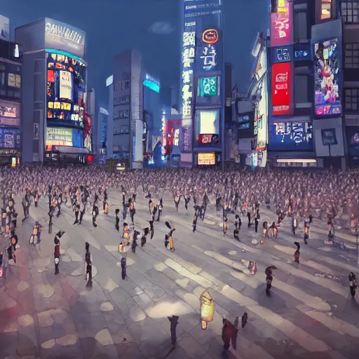 Image similar to the shibuya crossing, anime fantasy illustration by tomoyuki yamasaki, kyoto studio, madhouse, ufotable, square enix, cinematic lighting, trending on artstation