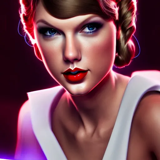 Image similar to Portrait of Taylor Swift as Princess Leia in Star Wars, professional digital painting, smooth, sharp focus, Unreal Engine 5, 8K