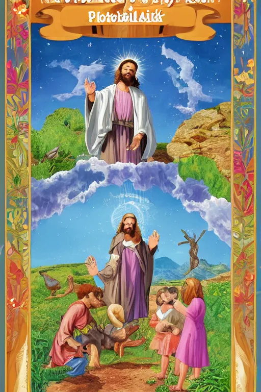 Image similar to bible picture book for children, photorealistic, highly detailed,