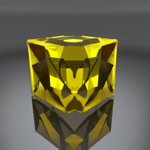 Prompt: yellow crystal gem, cubic, cave crystals, neutral background, video game