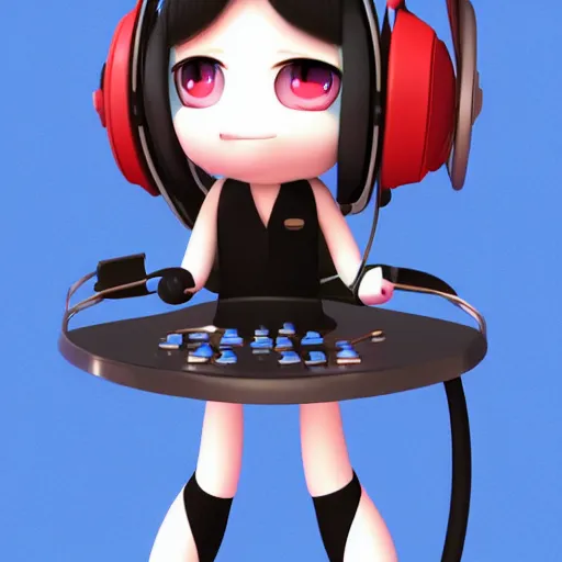 Prompt: cute fumo plush of a girl with studio headphones, anime girl, vray