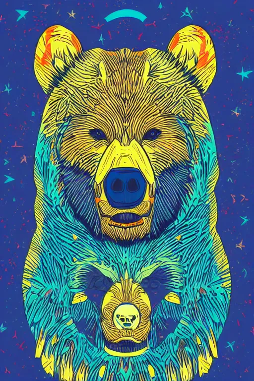 Image similar to portrait of a war bear, art by kiko rodriguez, sticker, colorful, illustration, highly detailed, simple, smooth and clean vector curves, no jagged lines, vector art, smooth