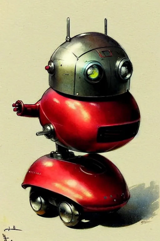 Prompt: ( ( ( ( ( 1 9 5 0 s retro future android robot fat robot mouse wagon. muted colors., ) ) ) ) ) by jean - baptiste monge,!!!!!!!!!!!!!!!!!!!!!!!!! red