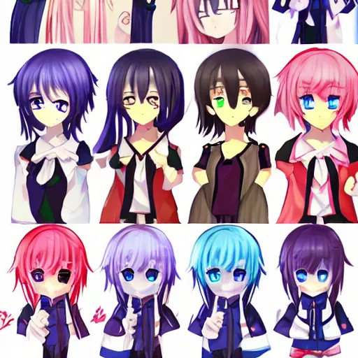 Image similar to visual novel sprites expressive cute anime style