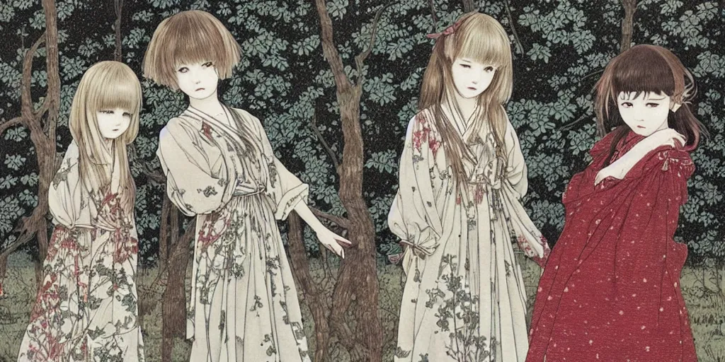 Image similar to a beautiful illustration oftwo girls in jk standing in the playground ， by takato yamamoto